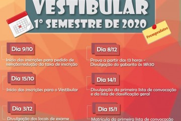 Calendário Vestibular 1º Sem. 2020