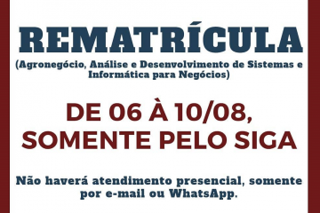 Rematrícula 2º Semestre de 2020