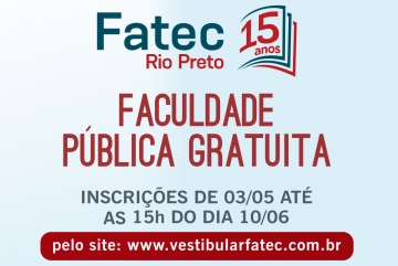 Vestibular Fatec Rio Preto 2º Semestre 2019