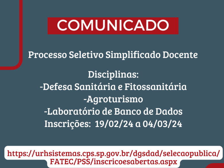 Processo Seletivo Simplificado - Até 04/03/2024 Processo Seletivo Simplificado - Até 04/03/2024