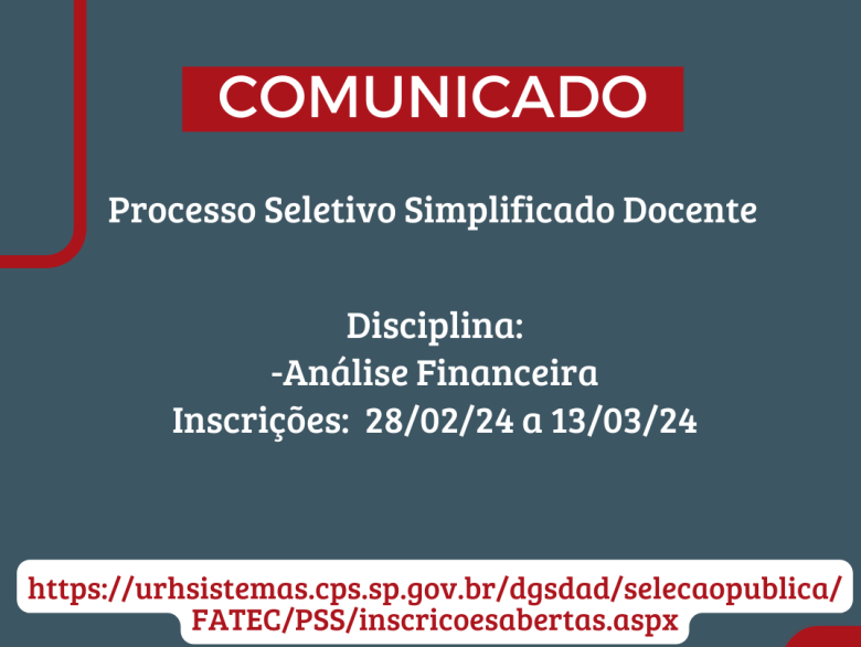 Processo Seletivo Simplificado - Até 13/03/2024