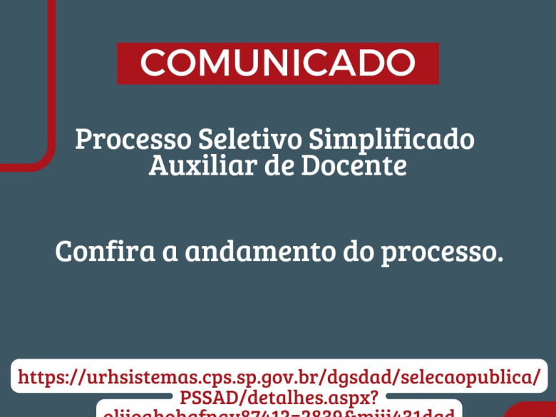 Processo Seletivo Simplificado - Auxiliar de Docente Processo Seletivo Simplificado - Auxiliar de Docente