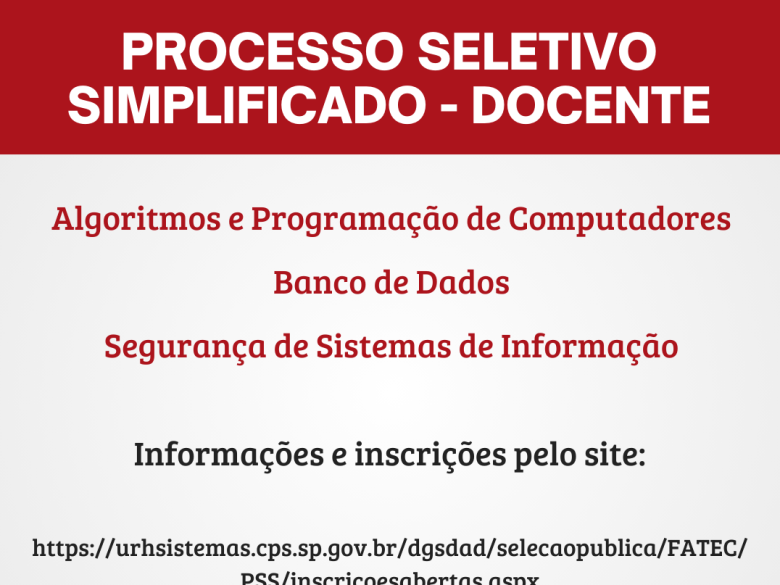 Processo Seletivo Simplificado - Docente